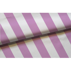 pink and white striped waterproof canvas fabric for outdoor cushions and upholstery, placed with the fold