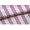 pink and white striped waterproof canvas fabric for outdoor cushions and upholstery, placed with the fold