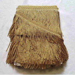 Thick bullion fringe - 200mm (6'') -  antique gold, full reel across the table