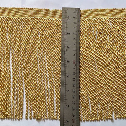 Thick bullion fringe - 200mm (6'') -  antique gold, with measuring tape