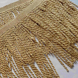 Thick bullion fringing - 200mm (8'') -  antique gold