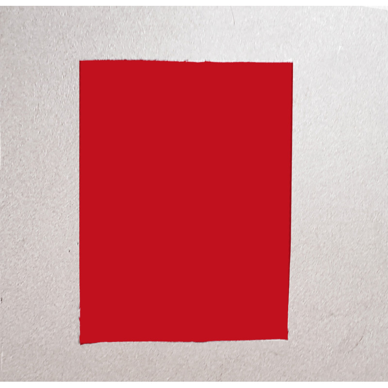 Iron-on - repair fabric - red color, placed on a white background
