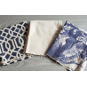 Cotton canvas remnants bundle - traditional design - 3 pieces, placed on a grey table