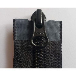 YKK double slider plasic, nylon zip, size 5 - black - 60cm, close-up on the zip slider