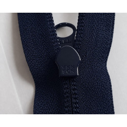YKK double slider plasic, nylon zip, size 5 - black - 90cm, close up on the Navy of the zip