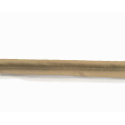 Plain, caramel flanged piping cord on a white background