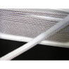 Flanged piping cord  in silver grey color, 5mm wide piping , full reel on black background