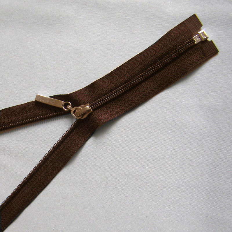 plastic coil zip - brown - length from 30cm to 70cm