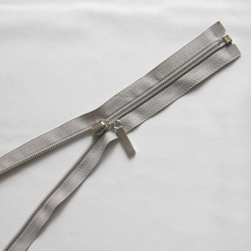 plastic coil zip - light grey - length from 30cm to 70cm