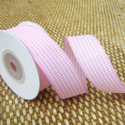 Gingham ribbon - 25mm - pink - small check
