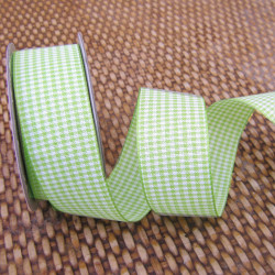 Gingham ribbon - 25mm - chartreuse green - small check