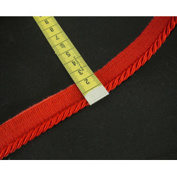 Flanged rope  piping cord 5mm- in red color with measuring tape across the image