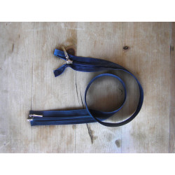 double slider coil zip - navy - 65cm long, placed on a wooden background