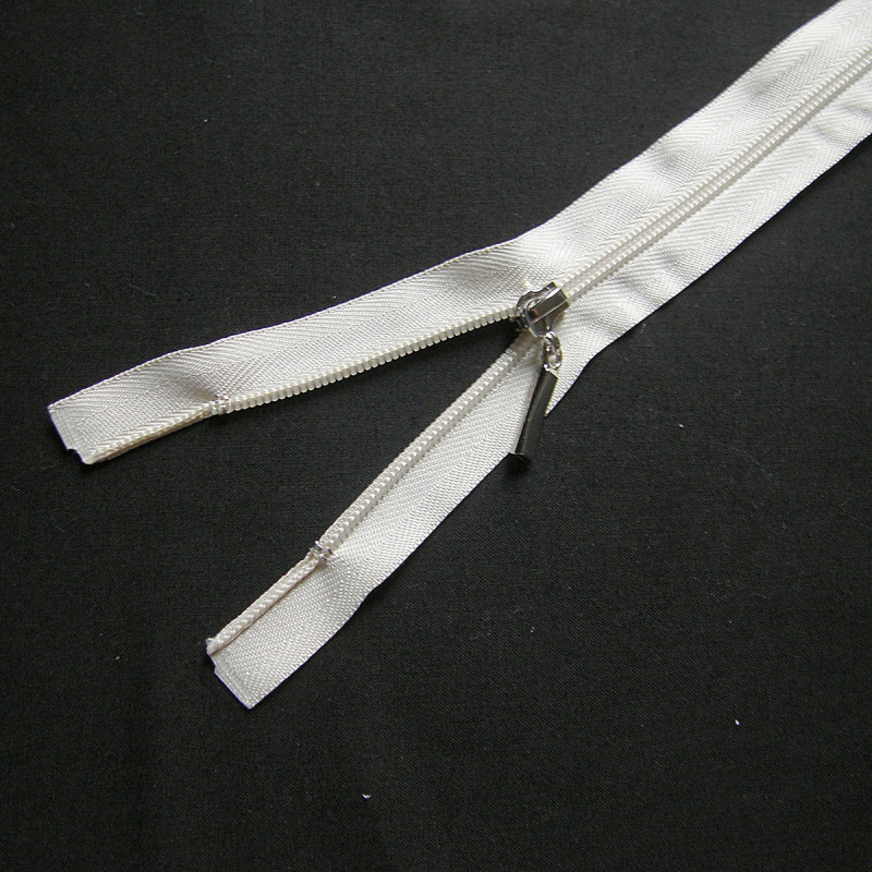 plastic coil zip - cream - length from 50cm to 70cm - decorative puller