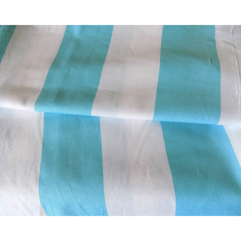 Wide turqouise&white stripes - medium-weight cotton fabric