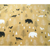Sweatshirt jersey fabric -  FOREST on mustard background full view on the pattern