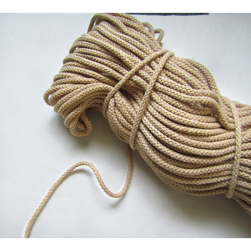 Braided Cotton Cord 4mm - beige ( paper color)