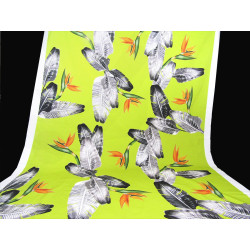 Tropical print fabric  Giant Banana Leaves & Strelizia flower