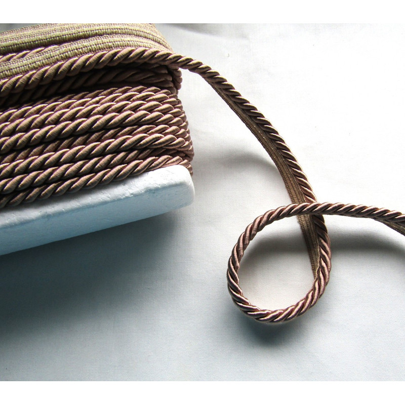  Thick flanged rope  piping cord 8mm - light brown