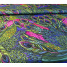 Waterproof fabric - stylized peacock feathers design, capture of the fabric with a fold