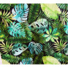 Waterproof fabric - Watercolour Tropical  Leaves on black