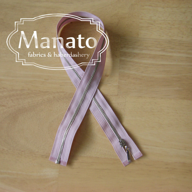 metal zip - pale pink -50cm -Nickel 