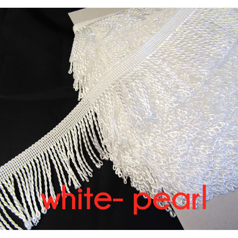 bullion fringing  in pearl white color, 80mm long, the trim is made of polypropylene