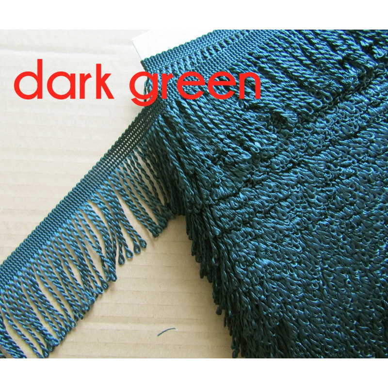 bullion fringing  in dark green color, 80mm long, the trim is made of polypropylene