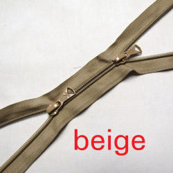 double slider zip - beige  -plastic zip - 130cm long