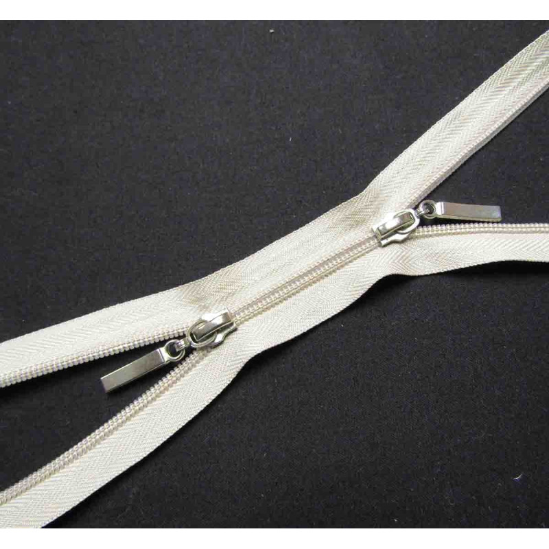 double slider zip - beige  -plastic zip - 130cm long