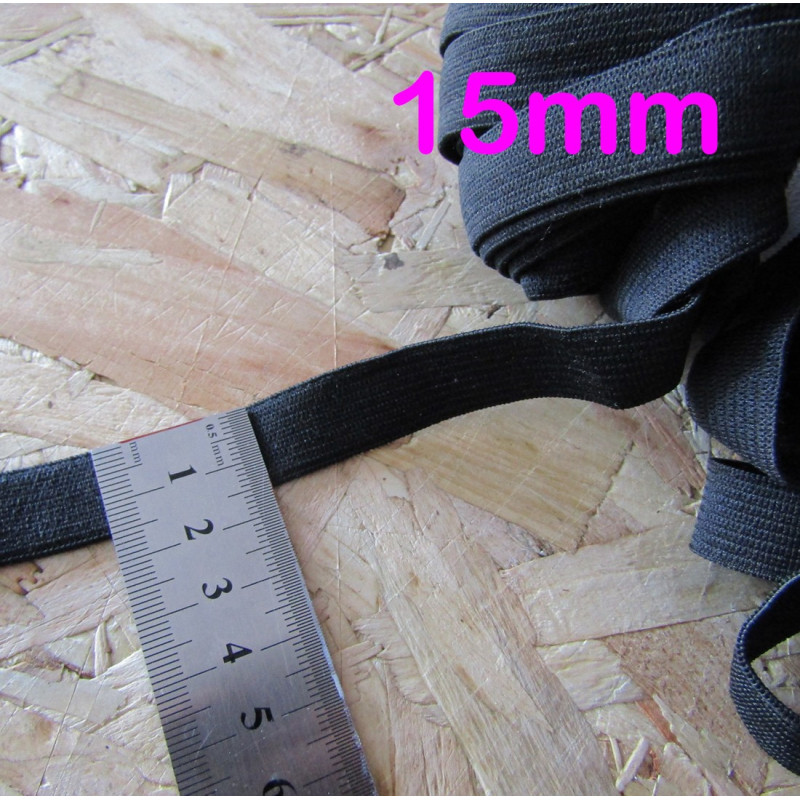 black flat elastic - 15mm