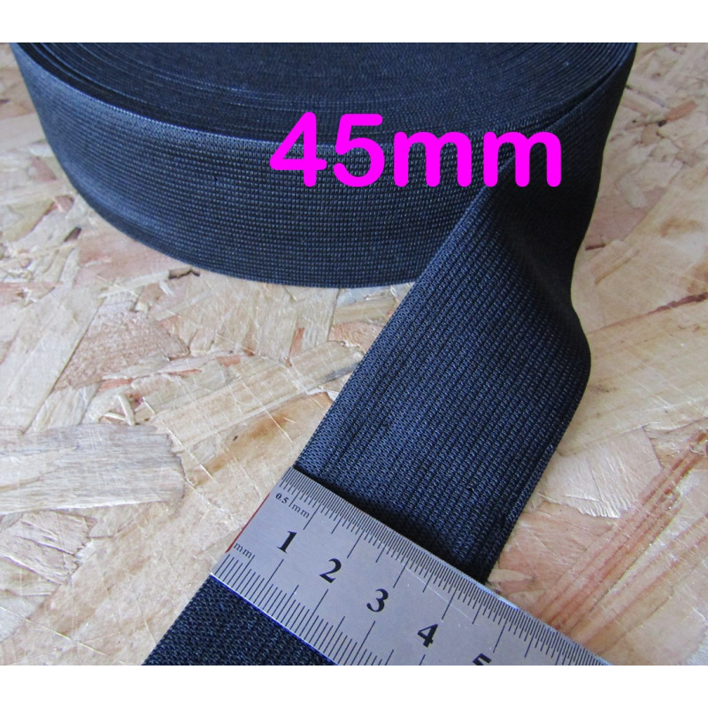 black flat elastic - 45mm