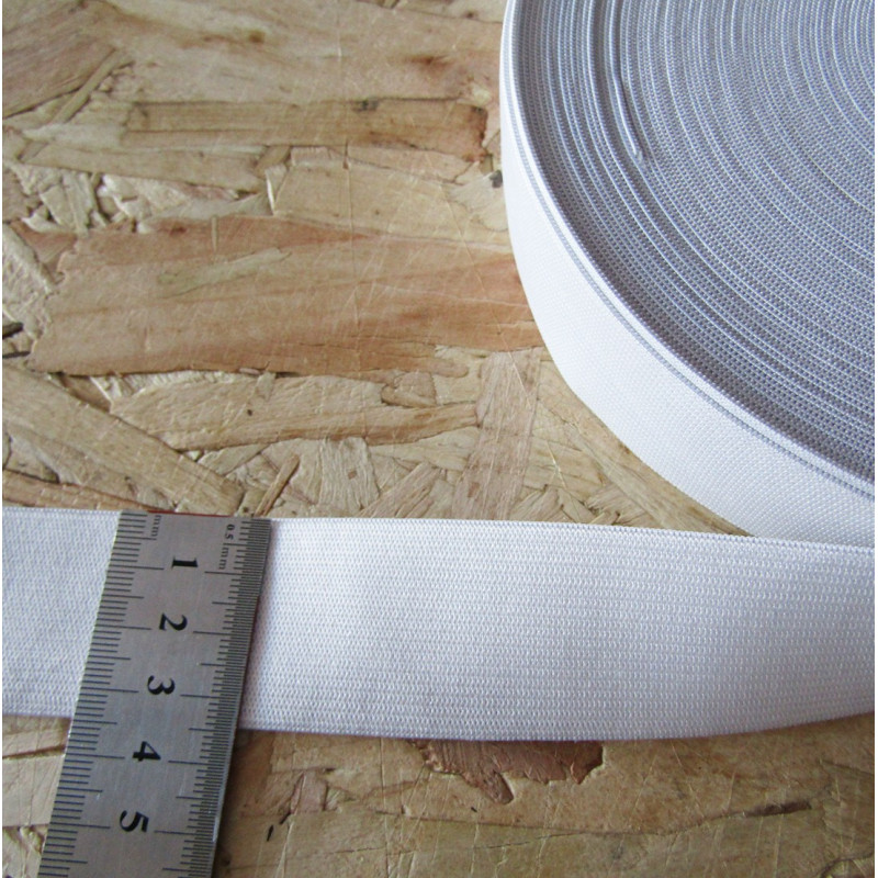 white flat elastic - 35mm