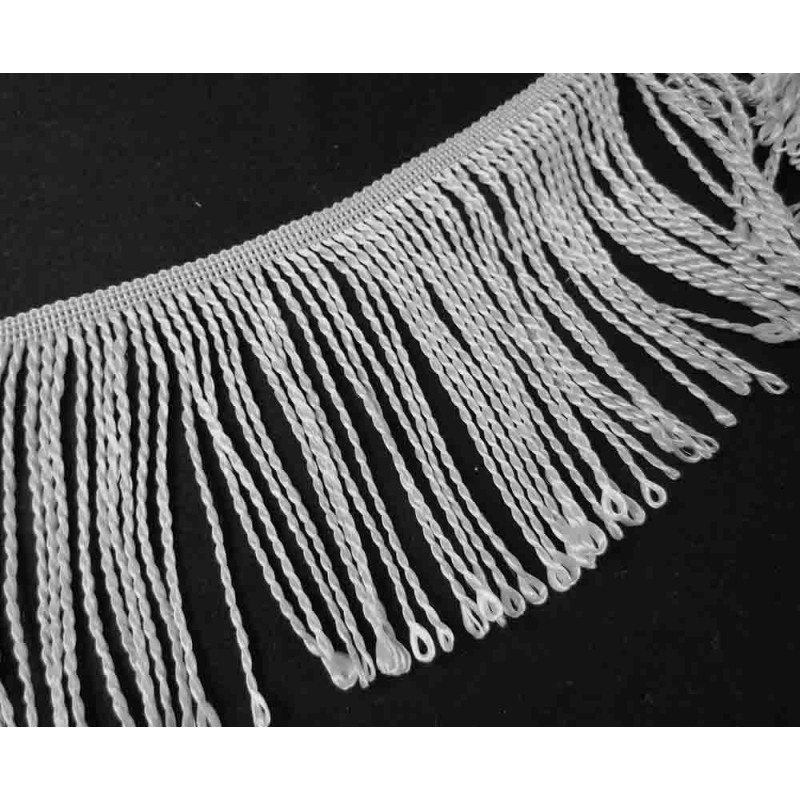 bullion fringe - white - pearl 001 - 120mm