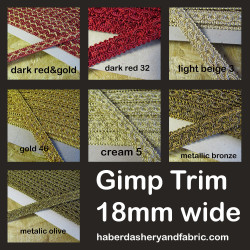 Silky upholstery braid, 18mm wide, set of colors