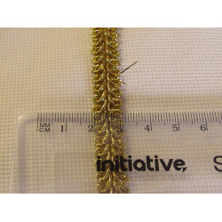 Brocade upholstery braid, 9mm wide  in  gold color, with the ruler, to show the size