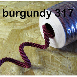 Decorative twisted rope  7mm - burgundy color, on the photo full reel of the cord