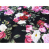 Upholstery velvet printed in Roses bouquets pattern on black background-full pattern view