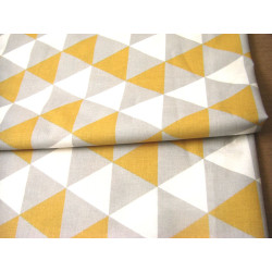 Mustard-White-Grey  Triangles - 100% Cotton