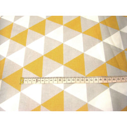 Mustard-White-Grey  Triangles - 100% Cotton