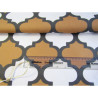 Moroccan Quatrefoil  - Mustard-Graphite-White - heavy panama fabric