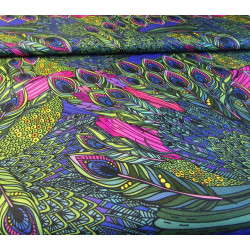 Waterproof fabric - Peacock feathers remnant 40/155cm