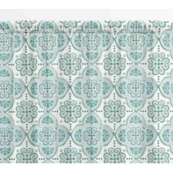 Moroccan pattern - Green watercolor mosaic - heavy panama fabric