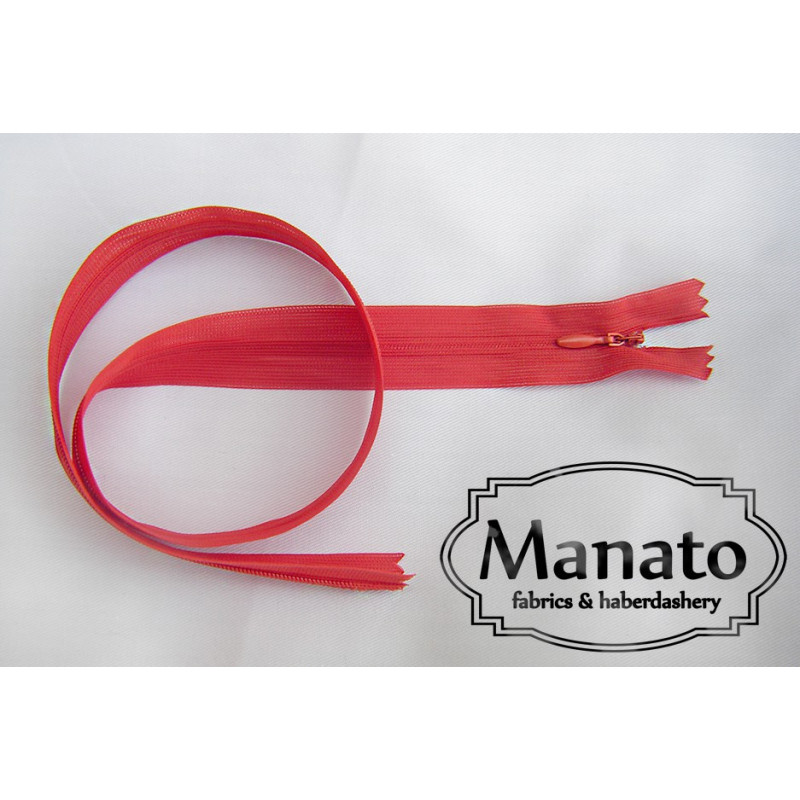 invisible zip - red- length from 18cm to 60cm