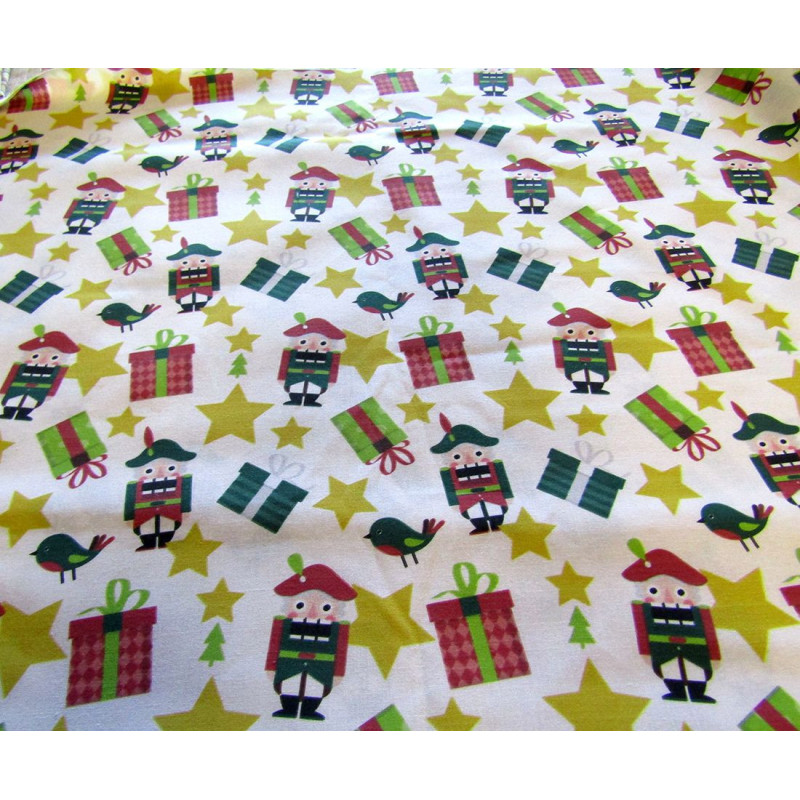 Christmas Nutcracker on gold stars - 100% Cotton