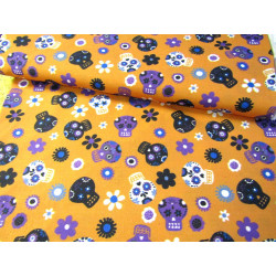 SUGAR SKULLS - orange - 100% Cotton