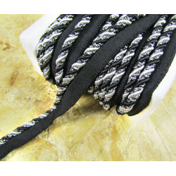 Two-tone upholstery piping cord - black&silver