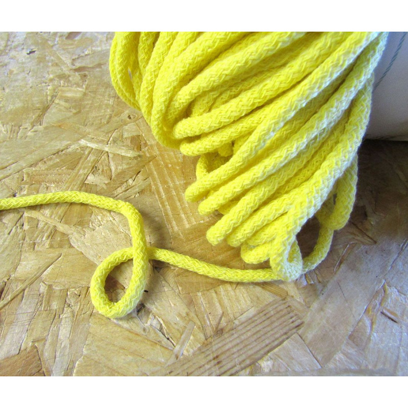 Braided Cotton Cord 5mm - dark yellow- 50m