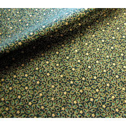 Metallic gold stars on dark green - 100% Cotton