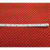 Tiny  gold metallic polka dot on a red background, with measuring tape